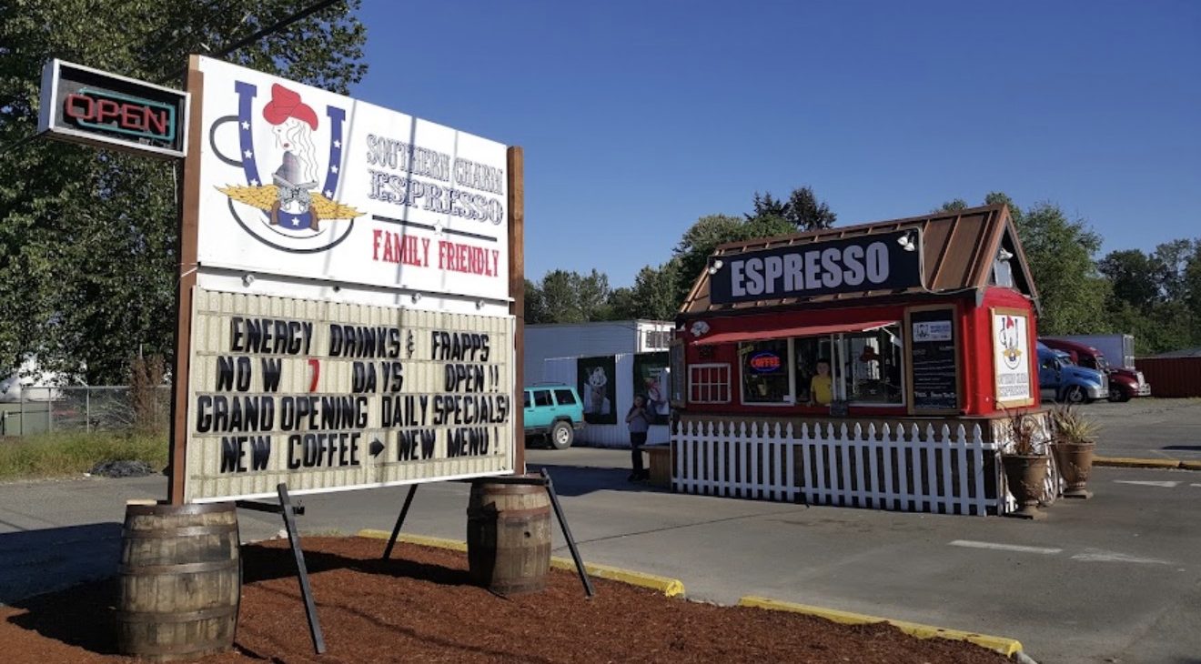 Southern Charm Espresso, a drive-thru coffee stand in Puyallup, Washington.